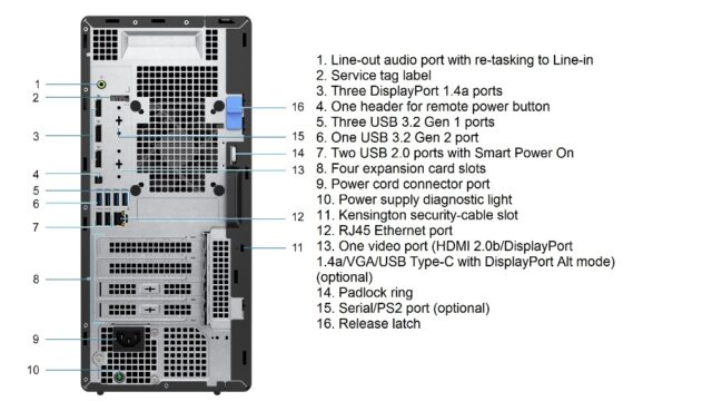 Dell OptiPlex XE4 - Back View